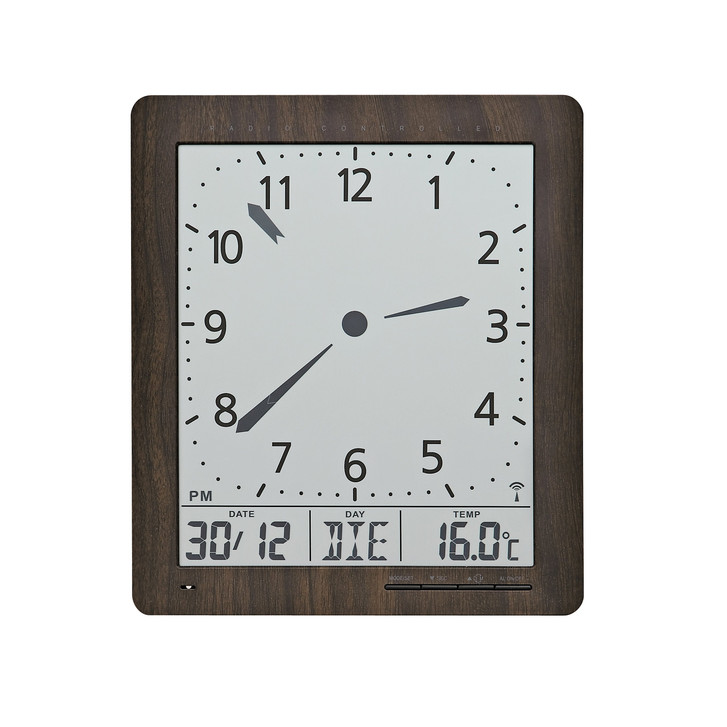 Funkwanduhr Digitaluhr Wand/Tischausführung braun/schwarz - UG100334