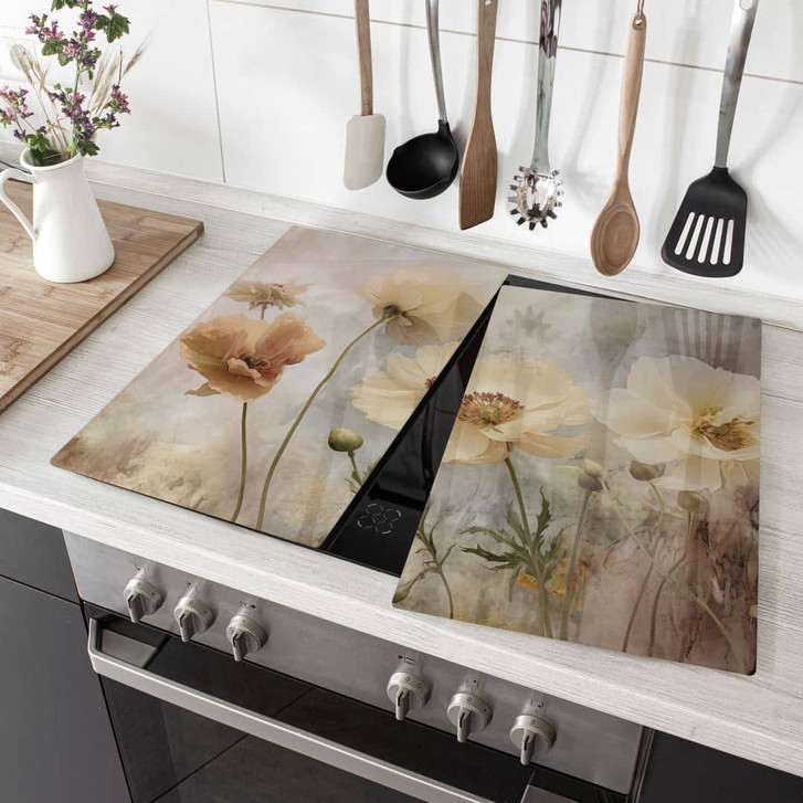 Herdabdeckplatte Blumenpracht in warmen Pastelltönen - Paksoylu - WA432616
