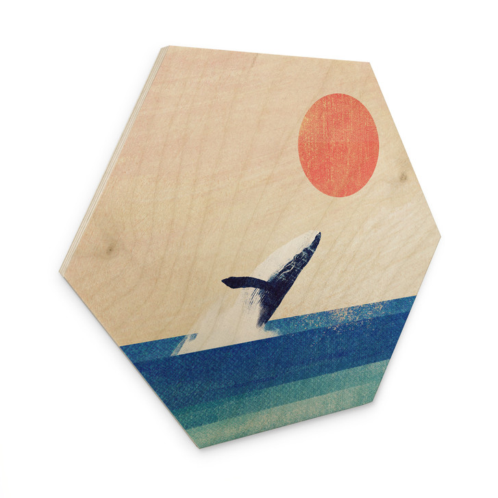 Hexagon Holzbild Wal im Meer - Rivers - WA518166