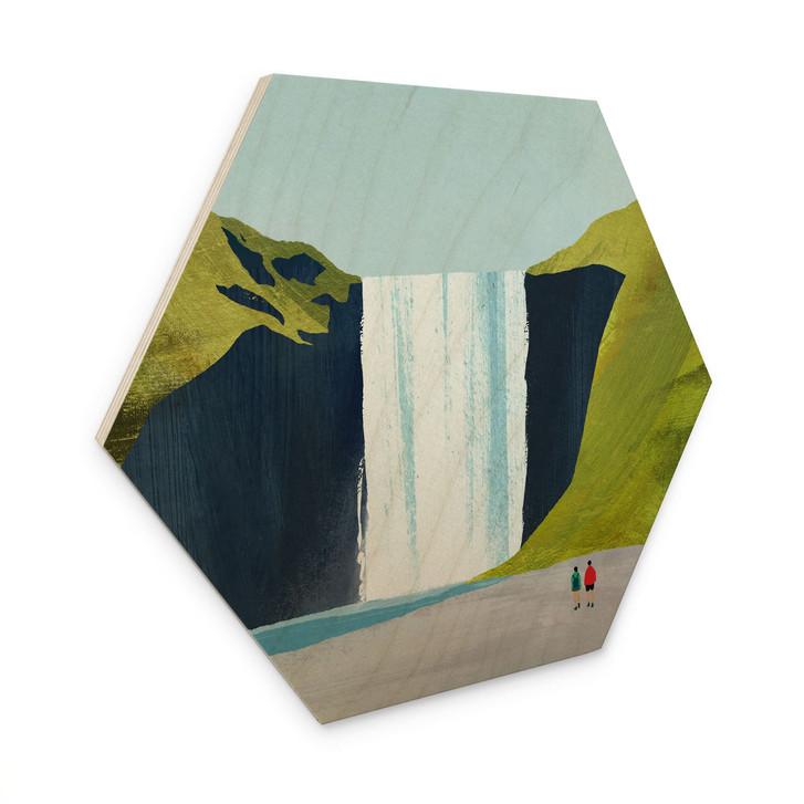 Hexagon Holzbild Wasserfall in den Bergen - Rivers - WA517233