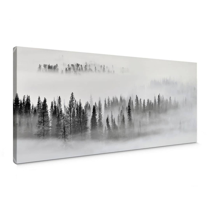 Leinwandbild Nebelwald in Schwarz-Weiss - Panorama - Xu - WA403590