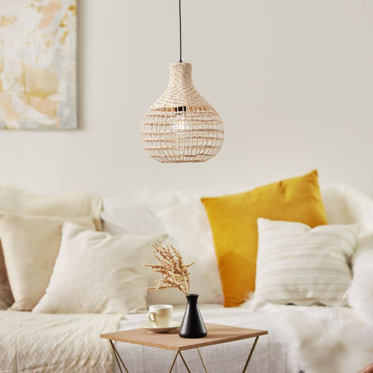 Pendelleuchte Olivia, braun, 120 x 32.5 cm, Rattan Pendelleuchte - WA438904