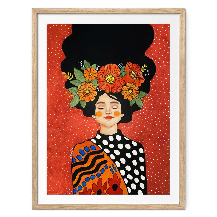 Poster Lächelnde Frau mit orangen Blumen - Hülya - WA498598