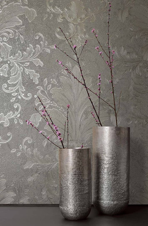 Vliestapete Ornament Struktur Modern, Opulent, Barock in Grau - WA483187
