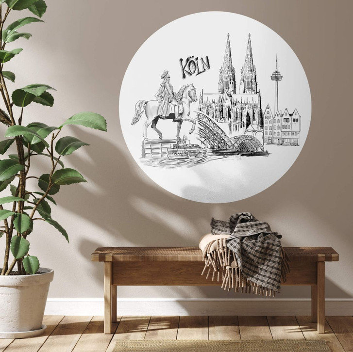 Wandtattoo Love your City - Köln - schwarz-weiss - Rund - WA350986