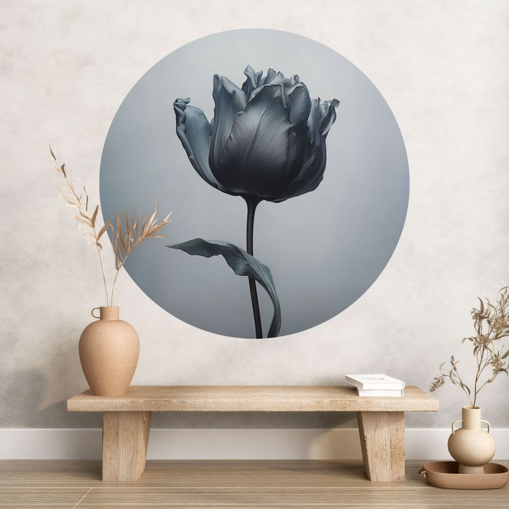 Wandtattoo Samtige Tulpe in Schwarz - Paksoylu - Rund - WA429813