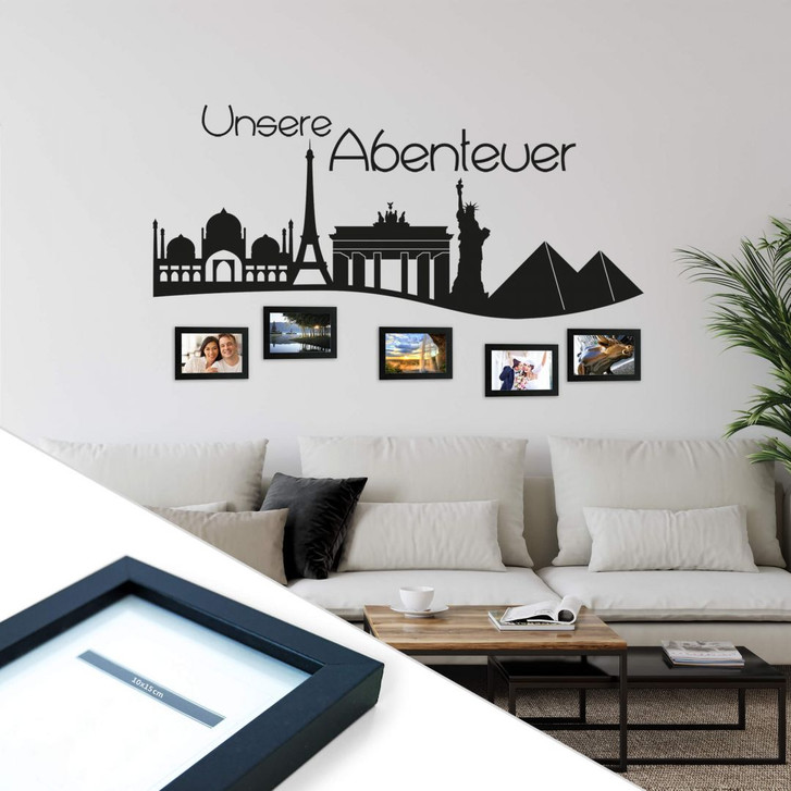Wandtattoo Unsere Abenteuer inkl. 5 Bilderrahmen - WA220480
