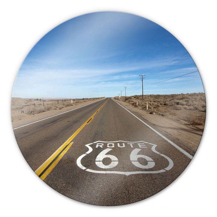 Glasbild Route 66 - rund - WA127122