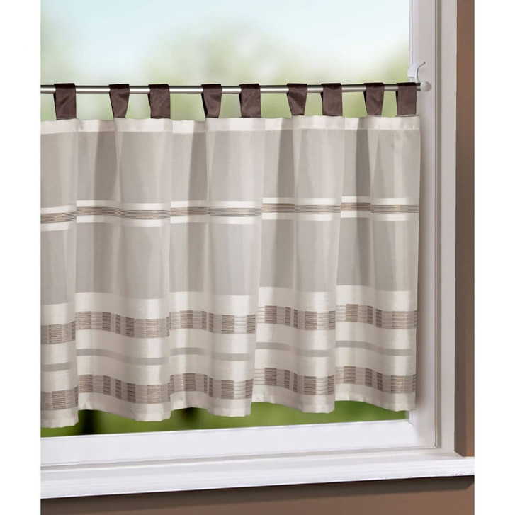 Scheibengardine braun - Panneaux mit Querstreifen - Halbtransparentes Schlaufenpanneaux - WA475032