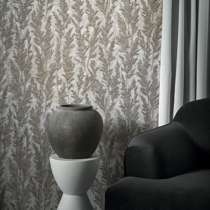 Vliestapete mit feinen Ästen silber Floral - WA446503