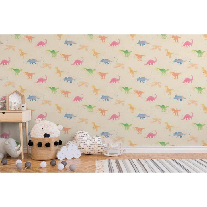A.S. Création Kinderzimmertapete Little Love Vliestapete mit Dinosauriern bunt, beige, rosa, blaurün - WA324994
