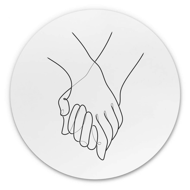 Alu-Dibond 1X Studio - Line Art Hand in Hand - Rund - WA344675