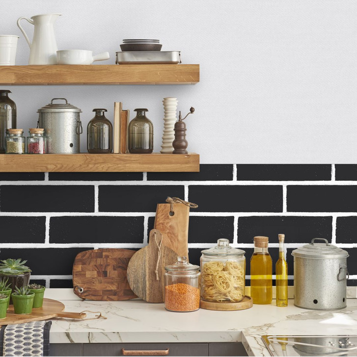 Dekofolie Schwarzer Ziegelstein - selbstklebend - WA231299