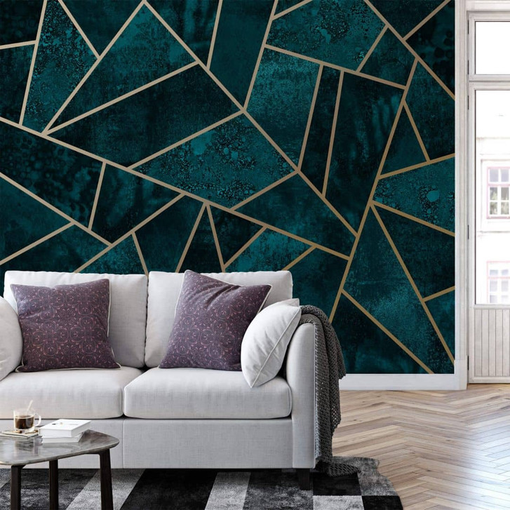 Fototapete Papiertapete Fredriksson - Deep Teal Stone - 366 x 254 cm - WA457362