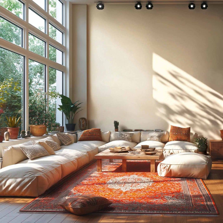 Geometrische Tapete mit Leinenstruktur Weiss Creme – Vliestapete modern - WA465526