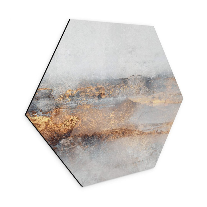 Hexagon Wandbild Fredriksson - Goldige Spur im Nebel - Alu-Dibond - WA354737