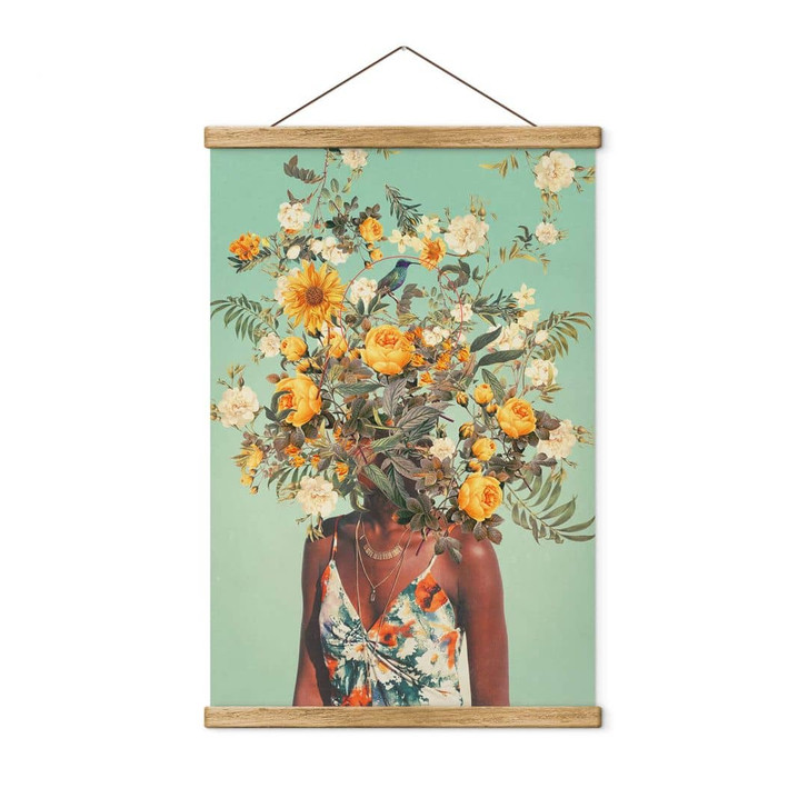 Stoffbild Moth - Frau mit Sommerblumen auf dem Kopf - WA410891