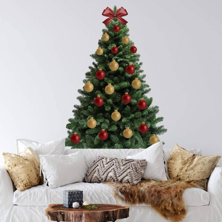 Wandtattoo Weihnachtsbaum zum selber Schmücken - rot-gold - WA412428