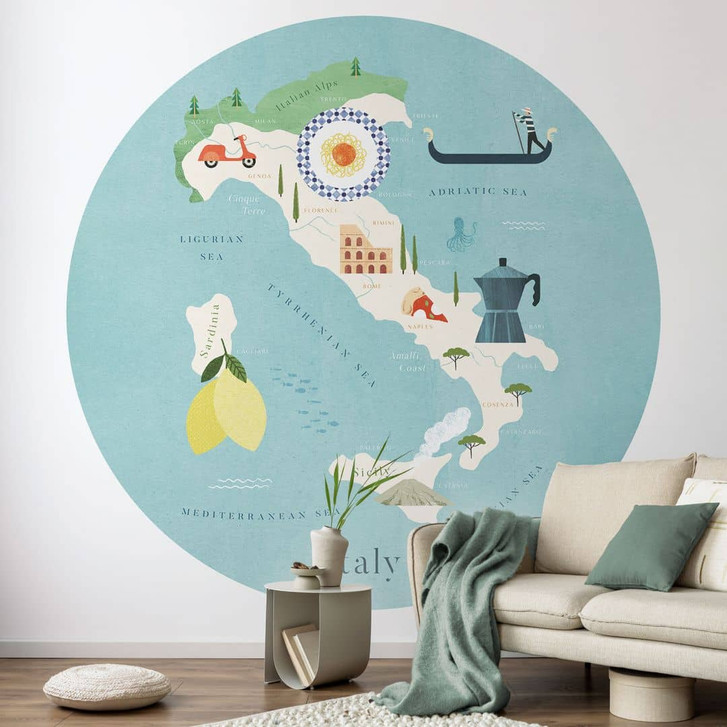 Fototapete Karte von Italien - Reisetapete - Rivers - Rund - Selbstklebend/Vlies - WA399758