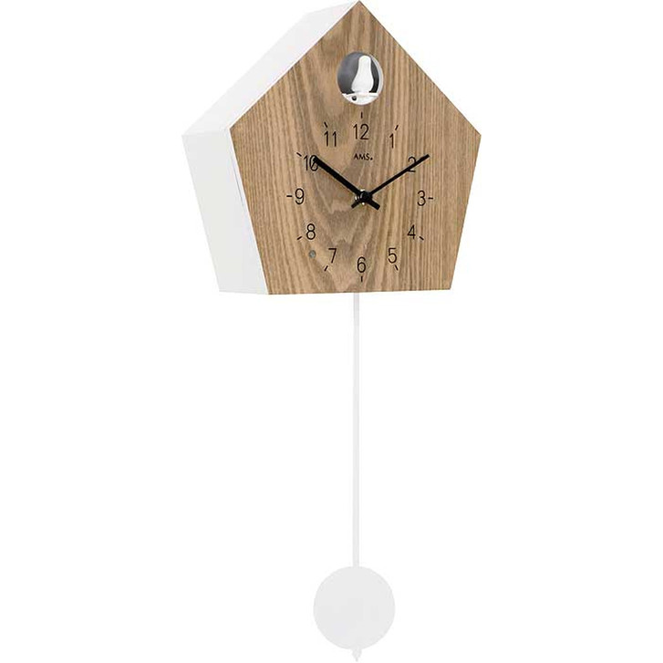 Pendelwanduhr Holzgehäuse Eiche/Weiss lackiert - UG100298