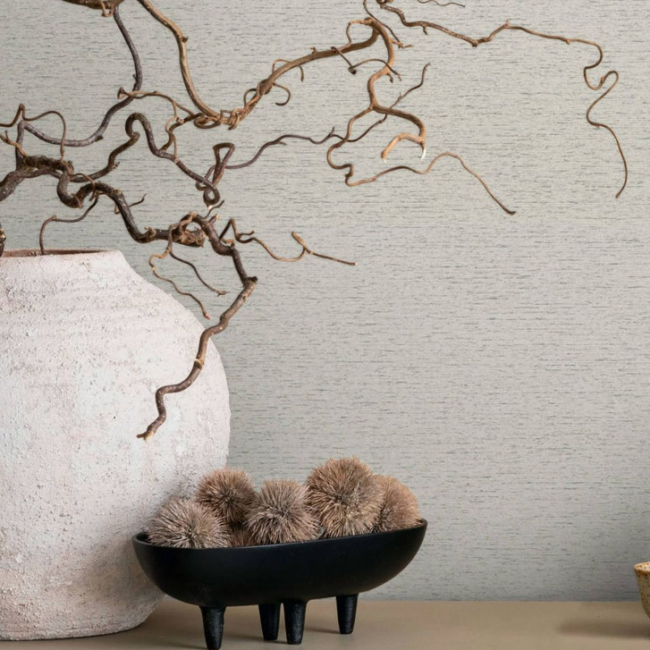 Vliestapete in leicht melierte Optik als Uni grau, beige Struktur - WA444767