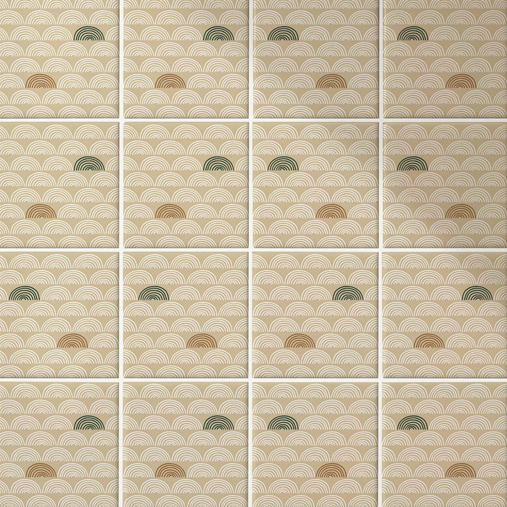 Fliesenaufkleber Boho - Fächer sand rotbraun grün - 12er Set - WA397977