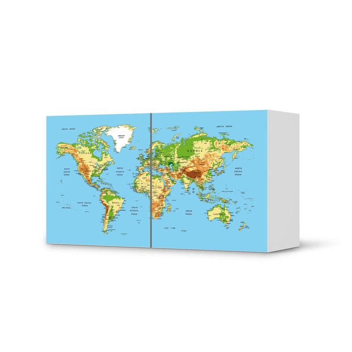 Folie IKEA Besta Regal 2 Türen (quer) - Geografische Weltkarte - CR105353