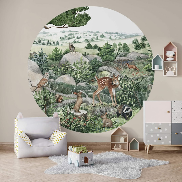 Fototapete Kikki Belle - Waldspaziergang - Rund - Selbstklebend/Vlies - WA353434