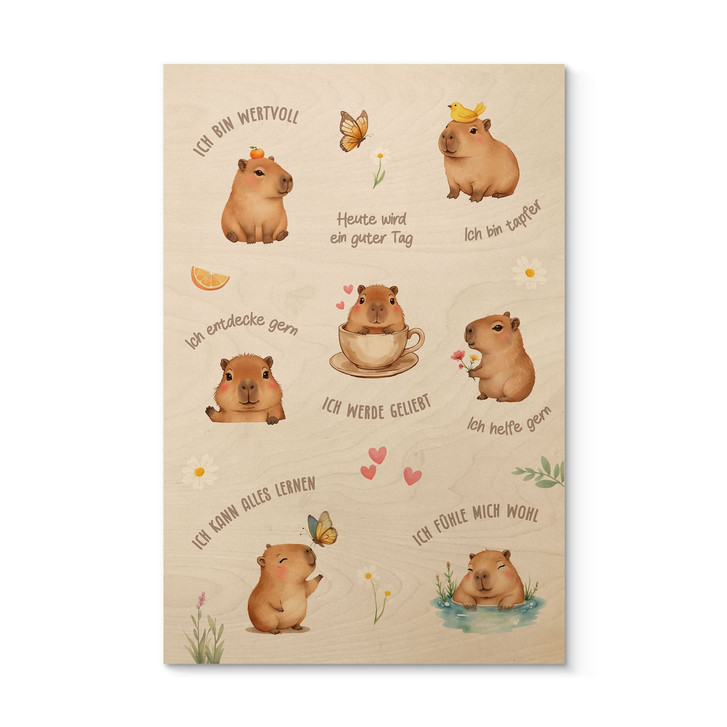 Holzbild - Affirmationen Capybara, kindgerecht formuliert - WA518273