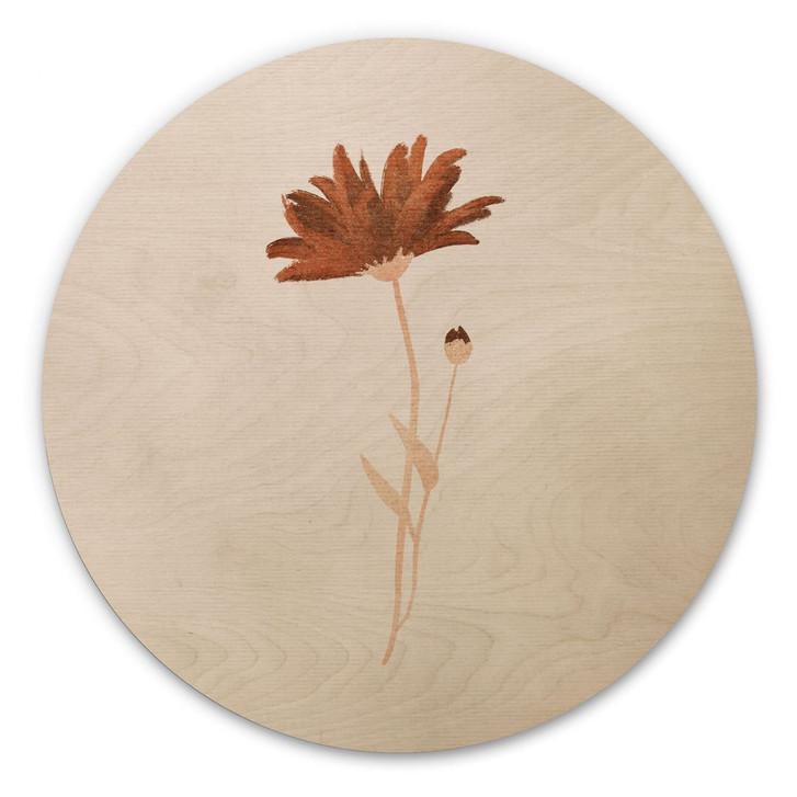 Holzbild Wildblume abstrakt - Goed Blauw - Rund - WA485537