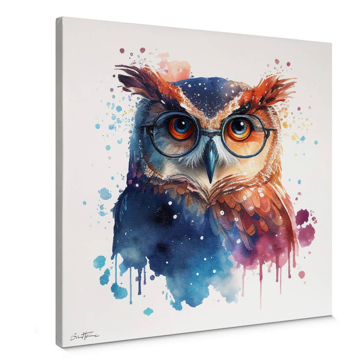 Leinwandbild Heine - Intelligente Eule mit Brille - Astro Cruise - Quadratisch - WA403671