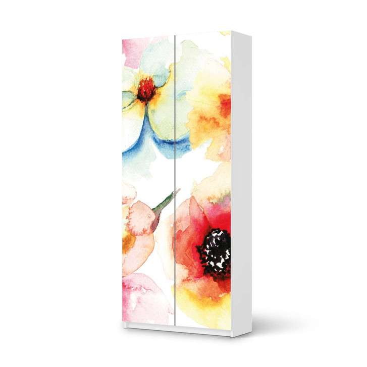 Möbelfolie IKEA Pax Schrank 236cm Höhe - 2 Türen - Water Color Flowers - CR116845