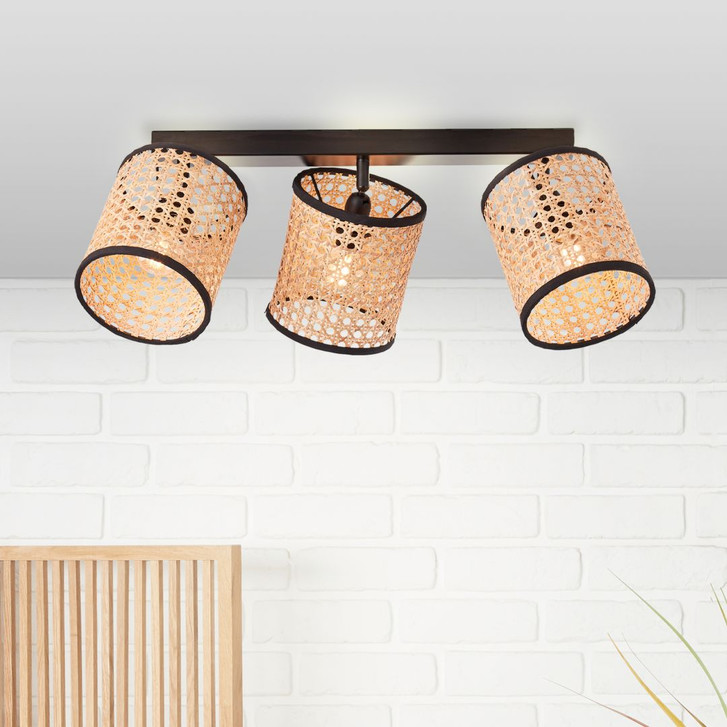 Spotbalken Toni, beige, 21 x 49 cm, Rattan Innenleuchte - WA438969