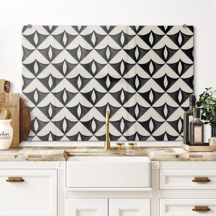Spritzschutz Geometrische Ornamente in Schwarz-beige - Treechild - WA429075