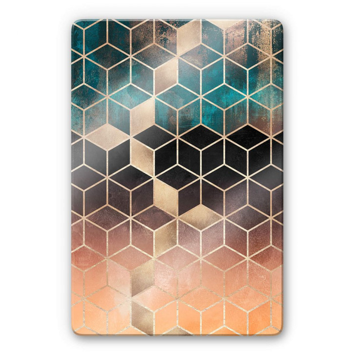 Glasbild Fredriksson - Goldgrüne Geometrie - WA271819