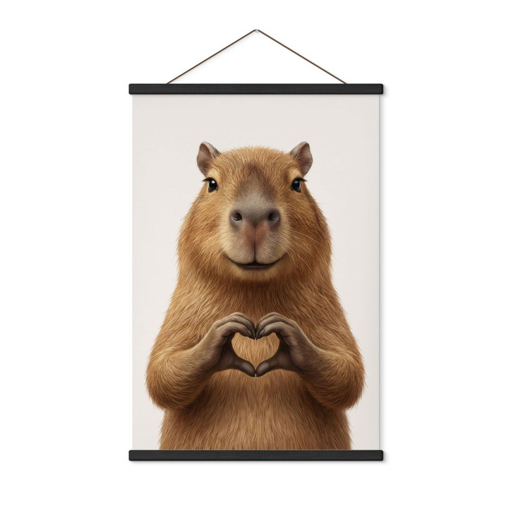 Stoffbild Capybara mit Herzhand - WA500673
