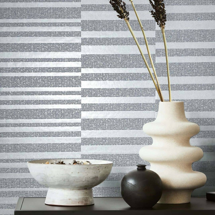 Vliestapete Querstreifen Streifen Modern in Grau - WA472978