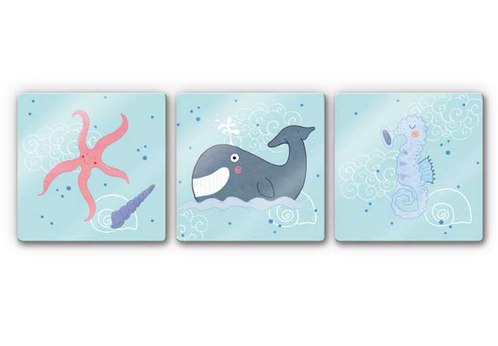 Glasbild Loske - Am Strand (3-teilig) - WA124958