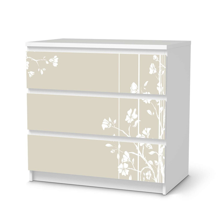 Klebefolie IKEA Malm Kommode 3 Schubladen - Florals Plain 3 - CR109780