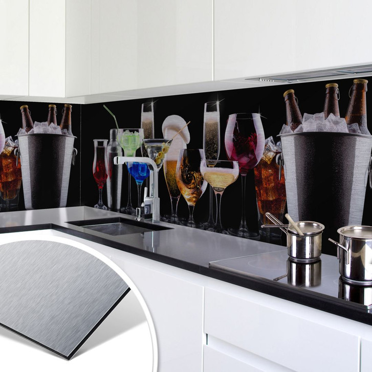 Küchenrückwand - Alu-Dibond-Silber - Cocktail Feeling - WA134646