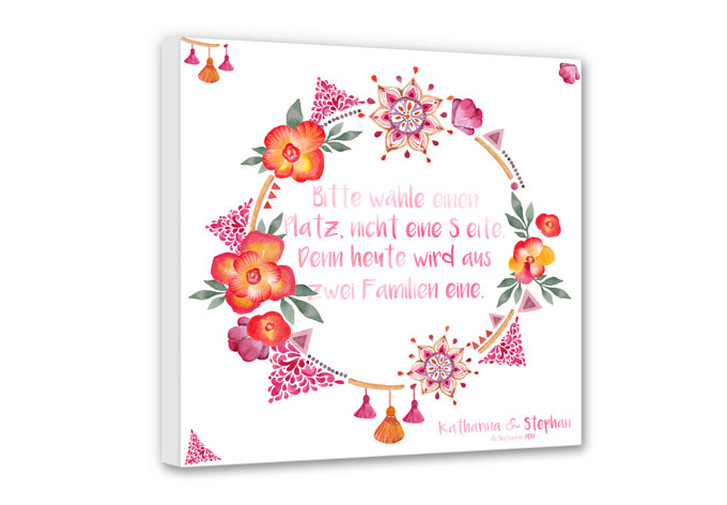 Leinwandbild Bitte wähle einen Platz - Hippie Aquarell & Wunschtext - WA136204