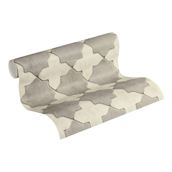 Livingwalls Vliestapete New Walls Finca Home geometrische Tapete creme, grau - WA289524