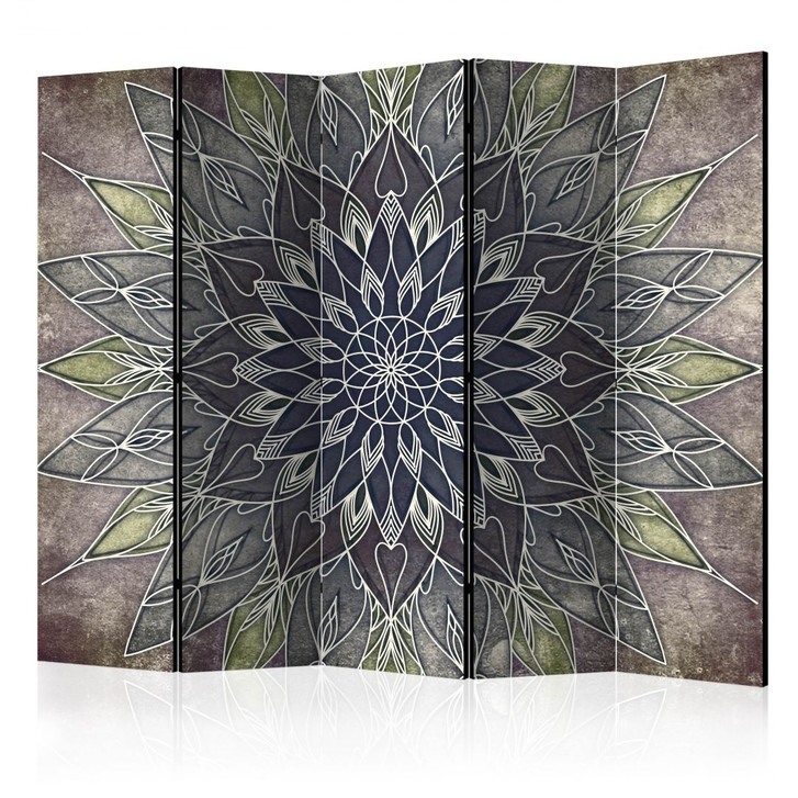 Paravent, Raumteiler freistehend, Trennwand - Dunkles Metallblech, 5-teilig - 225 x 172 cm - WA453262