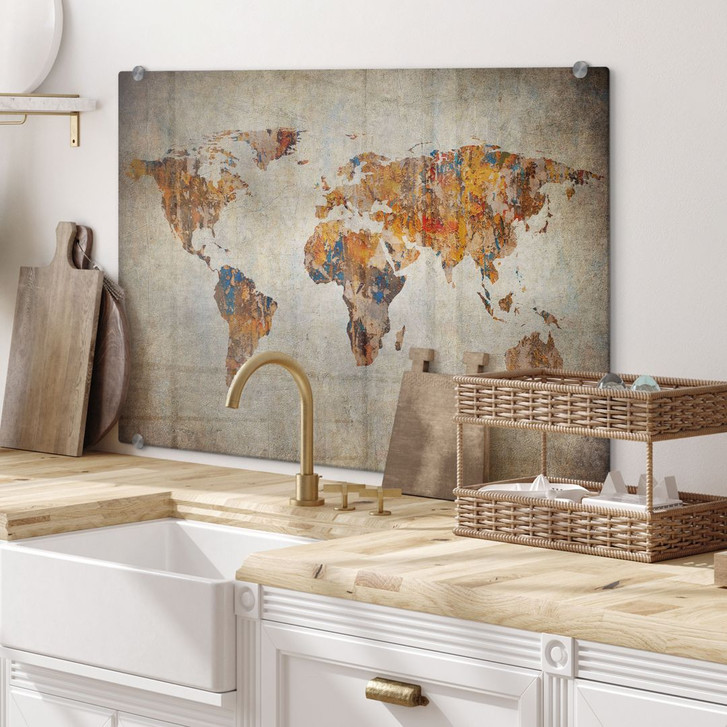Spritzschutz Weltkarte Shabby Chic - WA241380