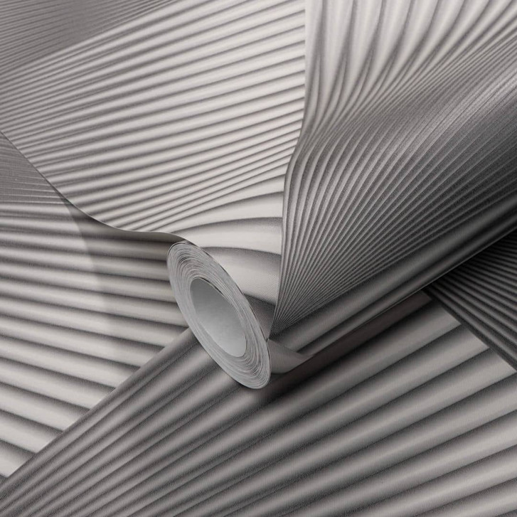 Vliestapete mit grafischen Mustern und Metallic-Effekt in silber - WA397829