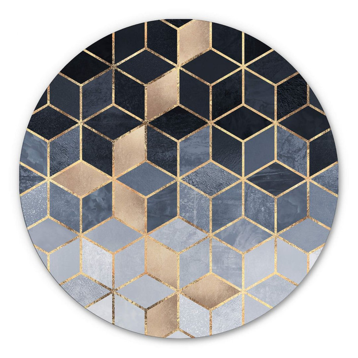 Alu-Dibond Fredriksson - Blaue Geometrie - Rund - WA290742