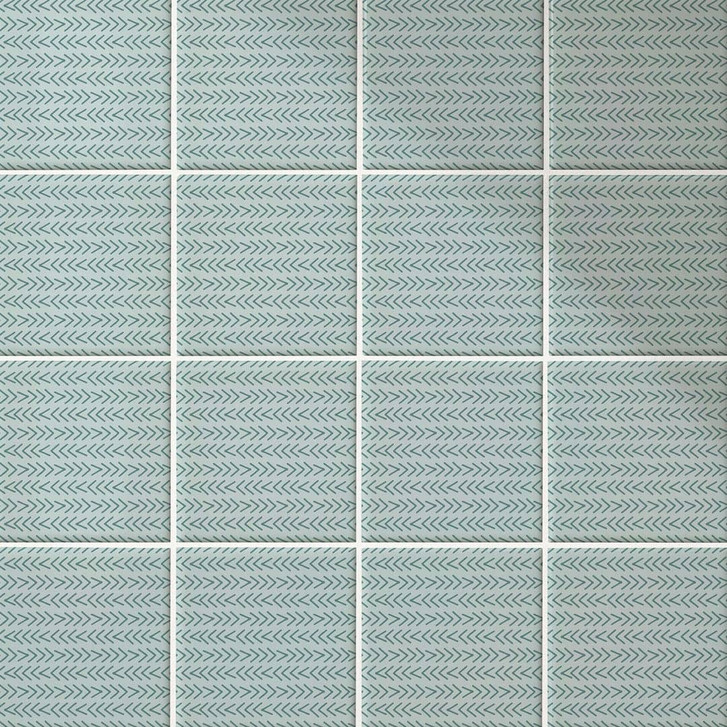 Fliesenaufkleber Boho - Fischgrätenmuster einfach - blaugrün - 12er Set - WA398042