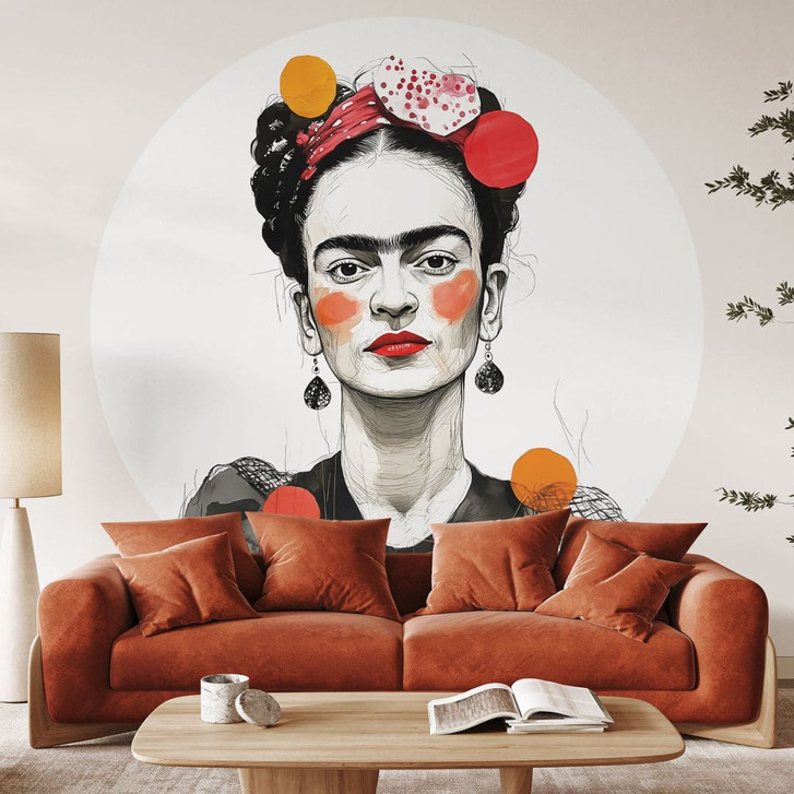 Fototapete Frida Kahlo Pop-Art Porträt - Jaszke - Rund - Selbstklebend/Vlies - WA468753