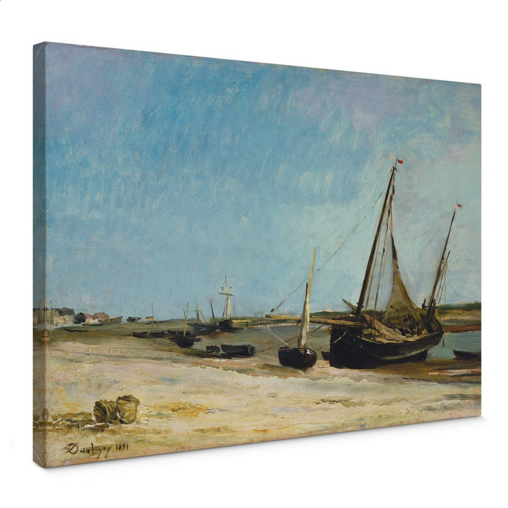 Leinwandbild Daubigny - Boote am Strand von Ètaples - WA361479