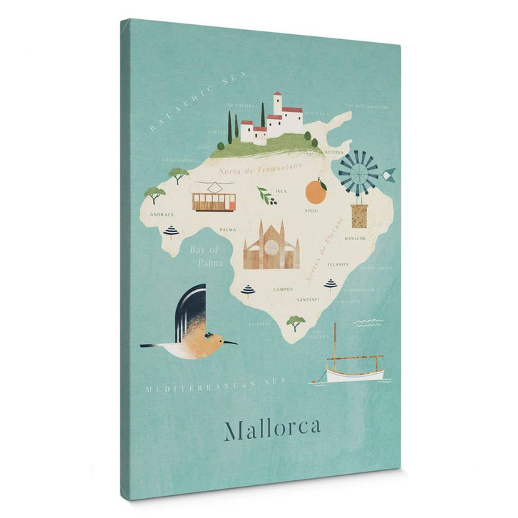 Leinwandbild Karte von Mallorca - Reisemotiv- Rivers - WA404182